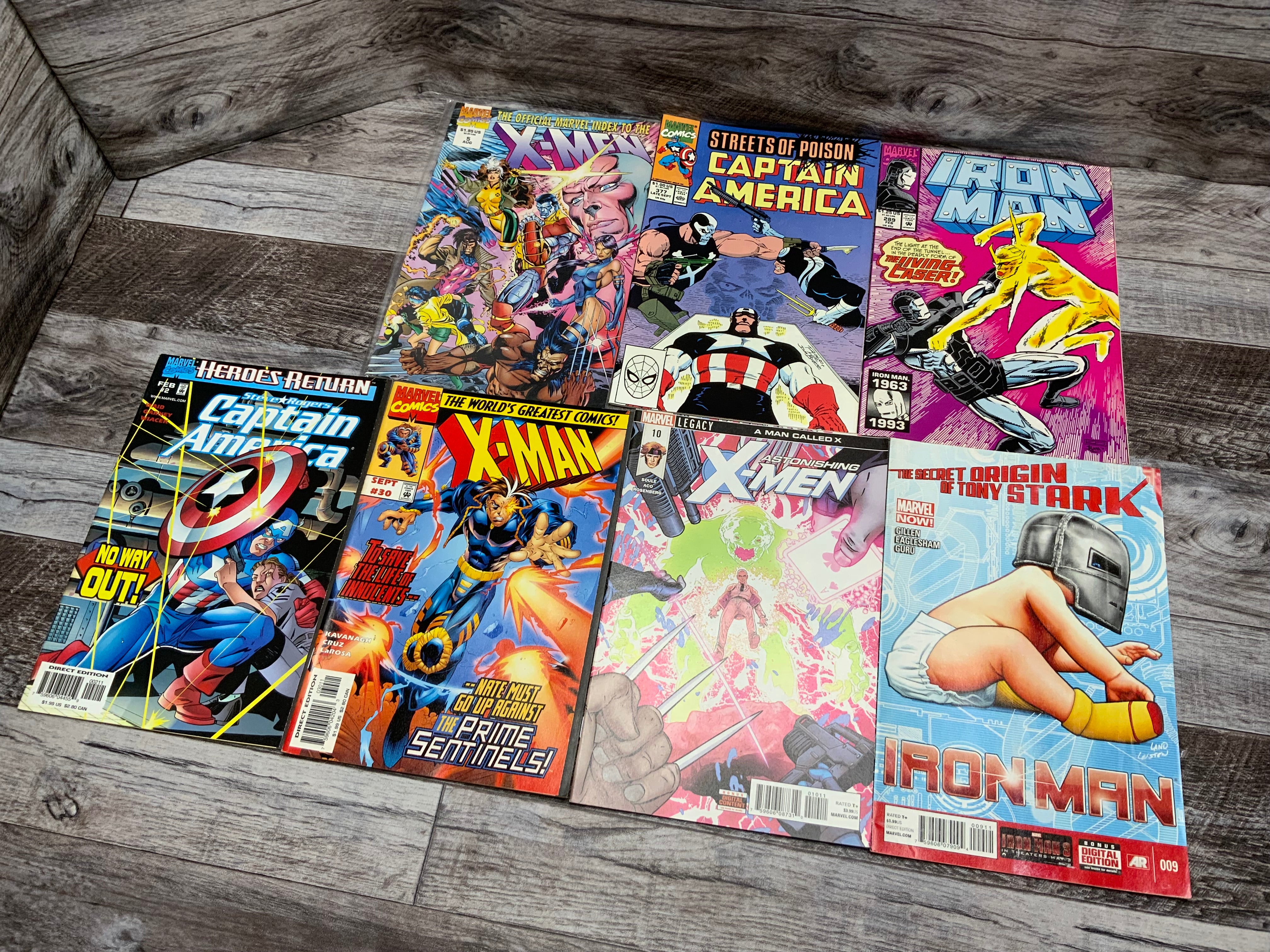 Marvel Comic Lot Of 7 Assorted Set (X-Men, Captain America, Iron Man) (8180268990702)